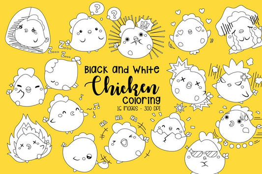 Black and White Coloring Chicken