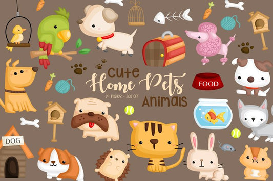 Home Pet Animal Clipart - Dog and Cat Clip Art