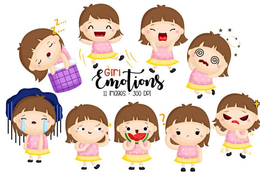 Emotional Girl Clipart - Cute Kids Clip Art