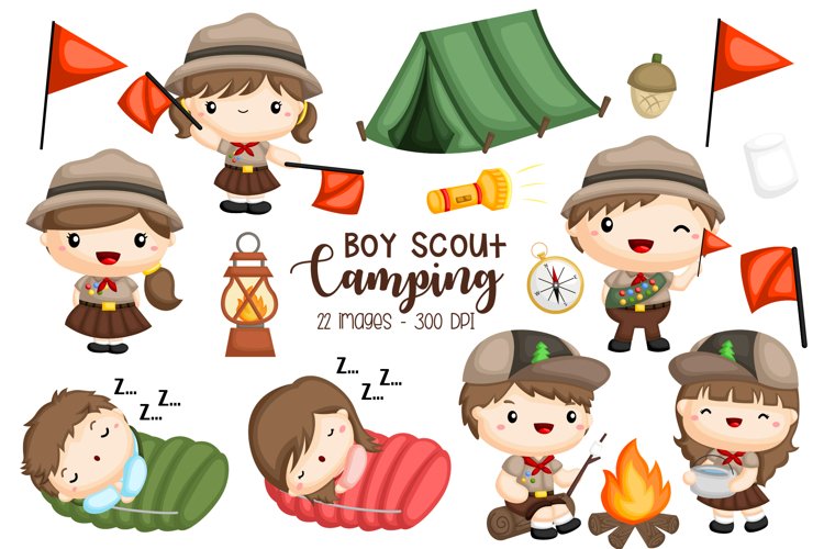 Scout and Camping Clipart - Cute Boy