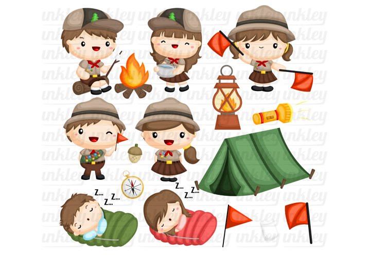 Scout and Camping Clipart - Cute Boy – inkleystudio