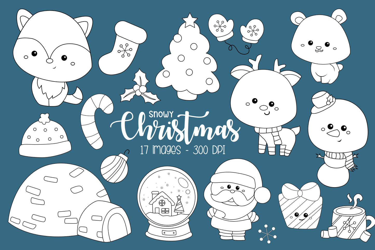 Cute Christmas Clipart - Santa Claus Clip Art Coloring