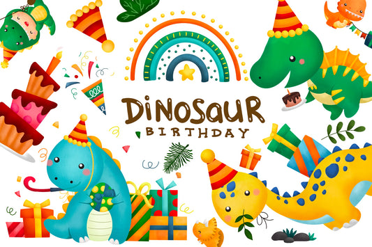 Watercolor Jurassic Animal Birthday Dinosaur Clipart