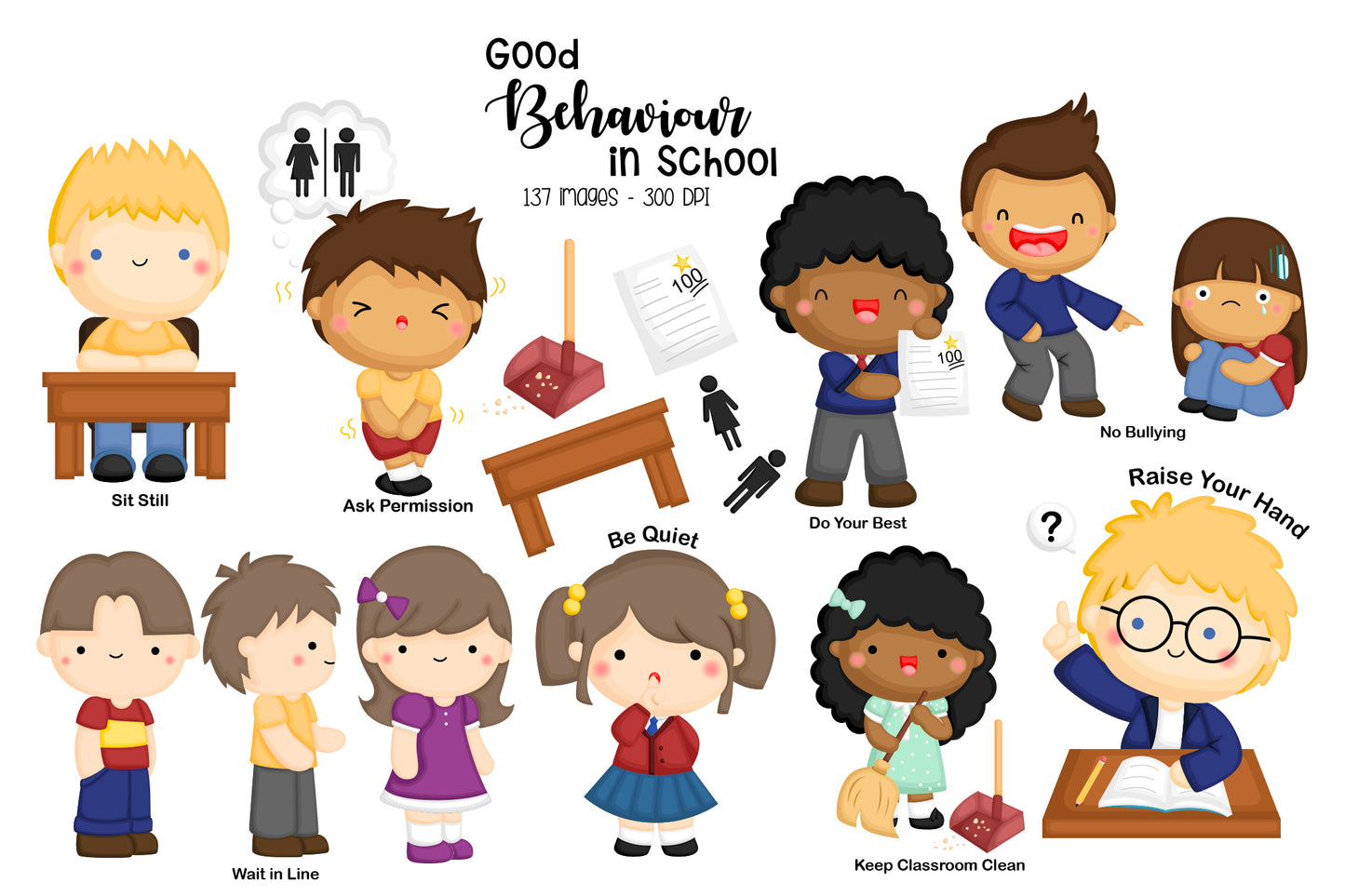 School Good Behavior Clipart - Etiquette Clip Art