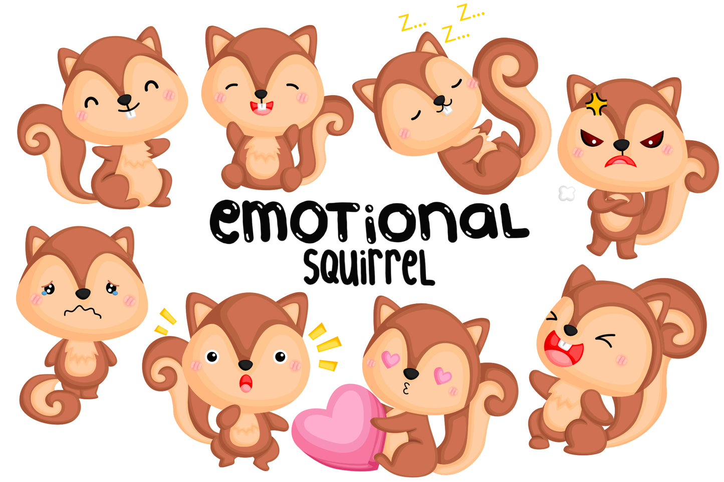 Emotional Squirrel Clipart - Cute Animal Clip Art