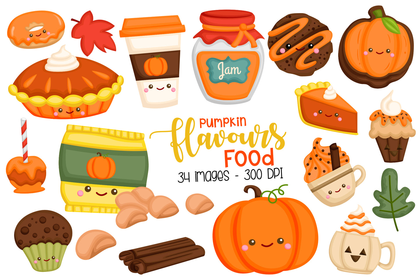 Pumpkin Flavoured Food Clipart - Cute Food Clip Art