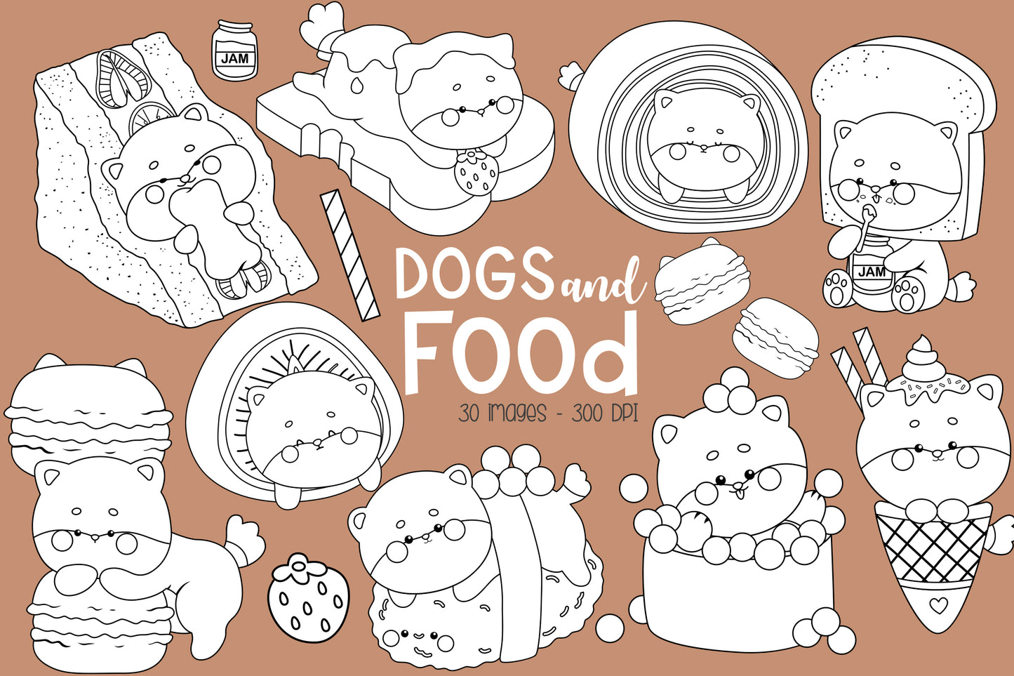 Cute Food Clipart - Cute Dog Clip Art Coloring