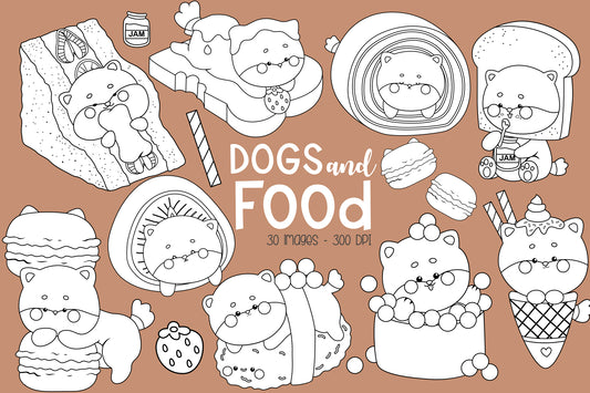 Cute Food Clipart - Cute Dog Clip Art Coloring