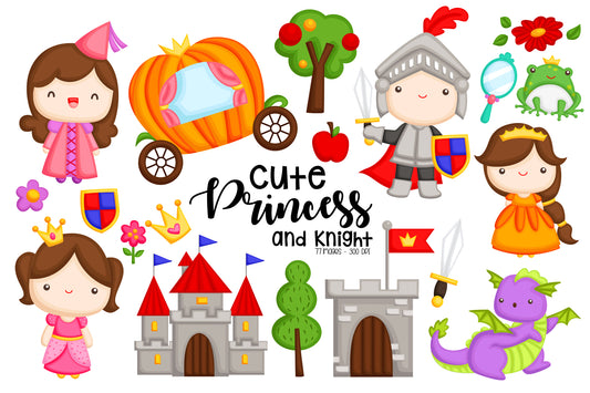 Princess and Knight Clipart - Cute Dragon Clip Art