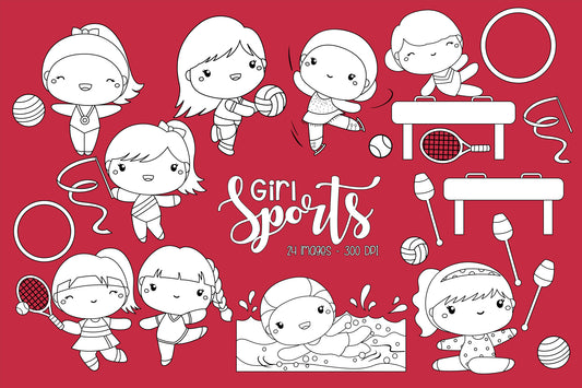 Girl Sports Clipart - Healthy Exercise Clip Art Coloring