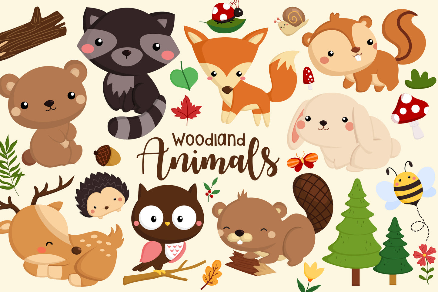 Woodland Animals Clipart - Cute Forest Animals Clip Art