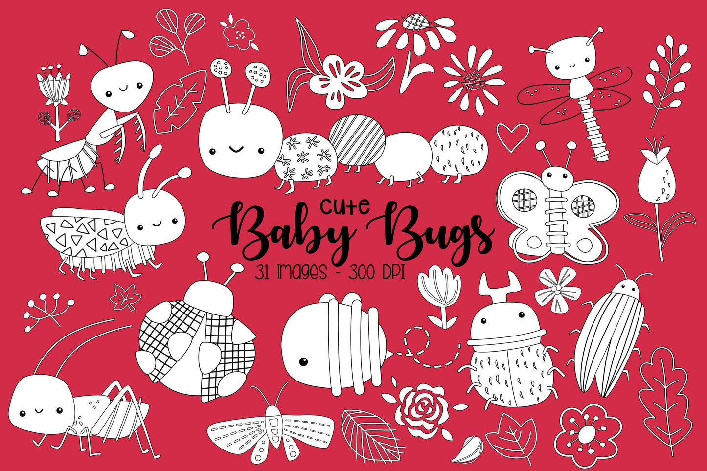 Baby Bug Clipart - Cute Bugs Types Clip Art Coloring
