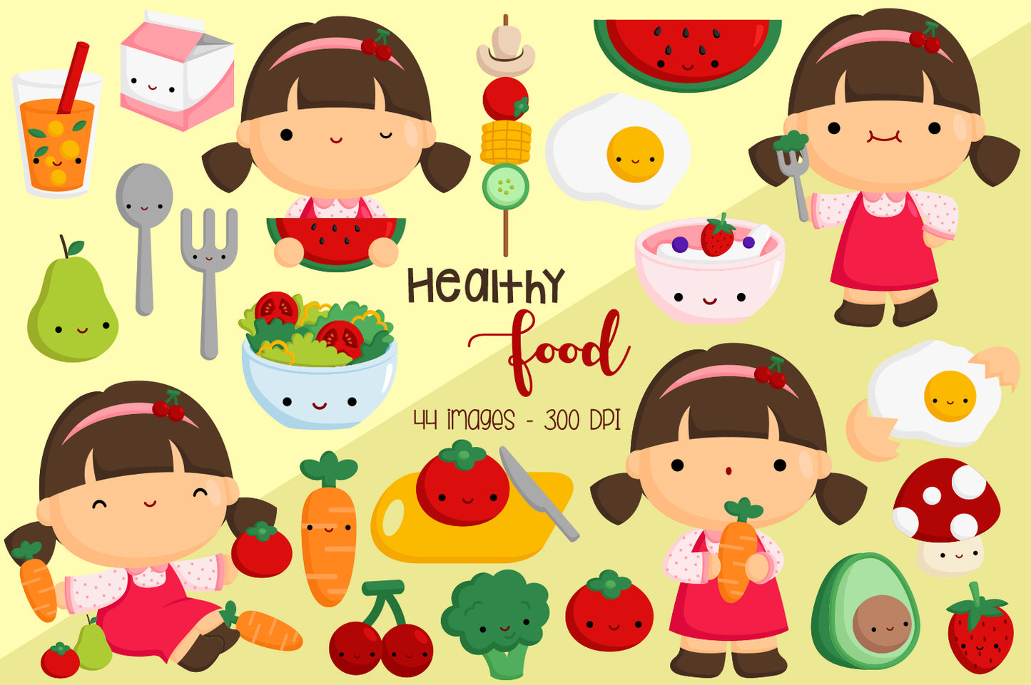 Kids Eating Healthy Food Clipart - Fresh Food Clip Art