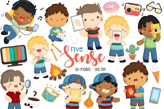 Five Senses Clipart - Kids Clip Art Boy