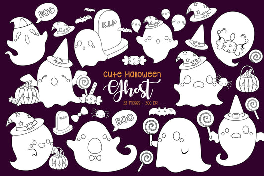 Halloween Ghost Clipart - Cute Ghost Clip Art Coloring