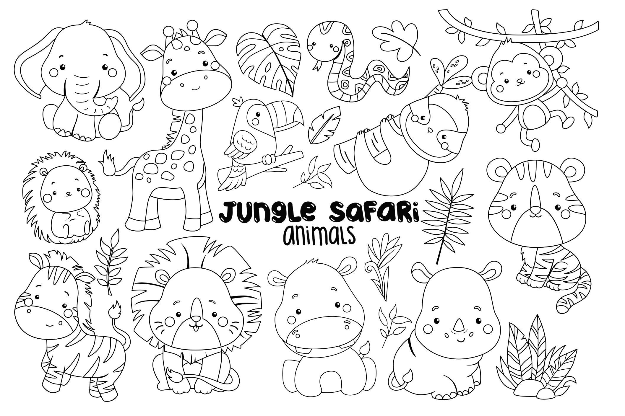 Simple drawing of a wildlife safari, kid-friendly il...