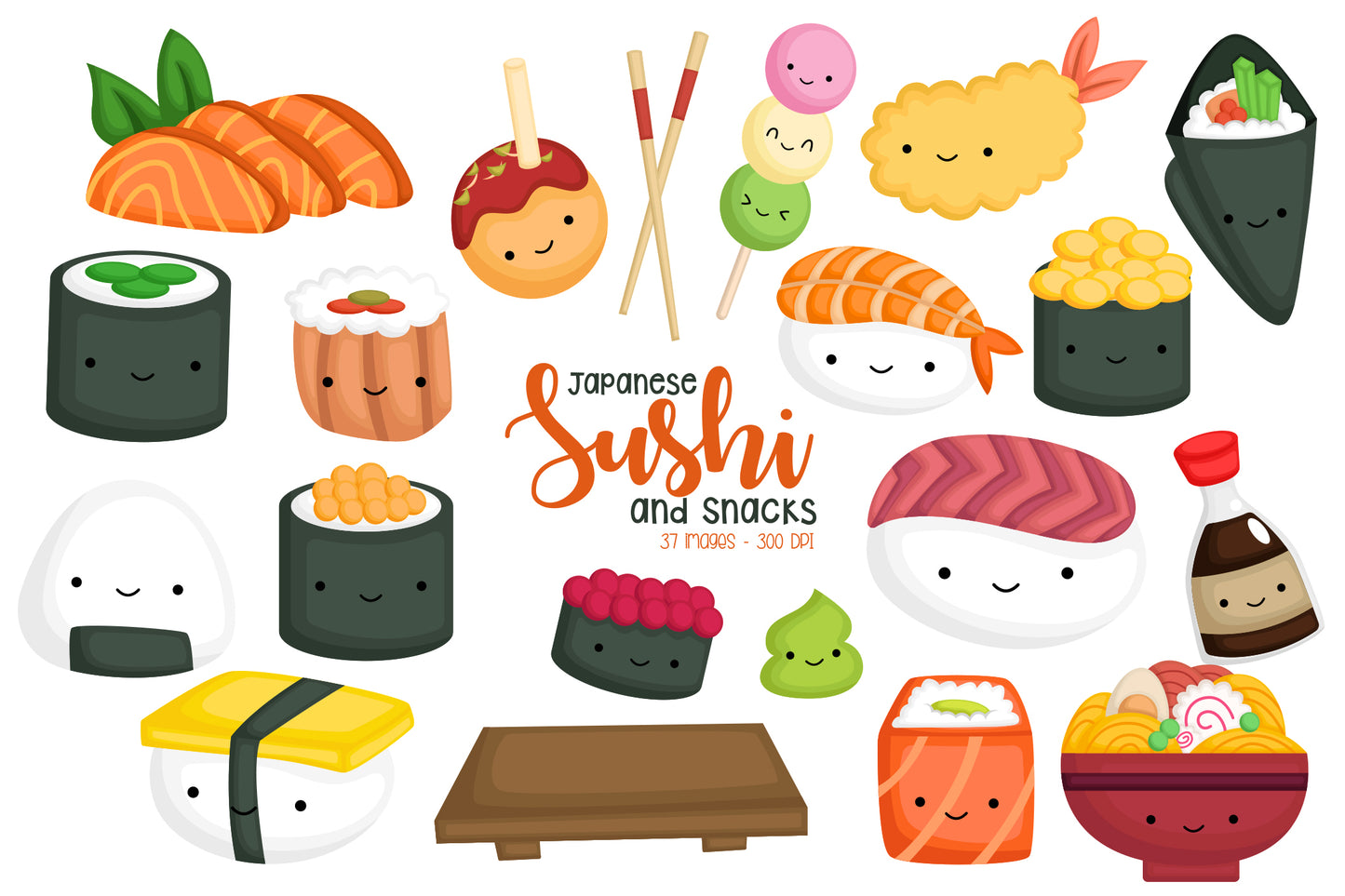 Japan Sushi and Snacks Clipart - Cute Food Clip Art