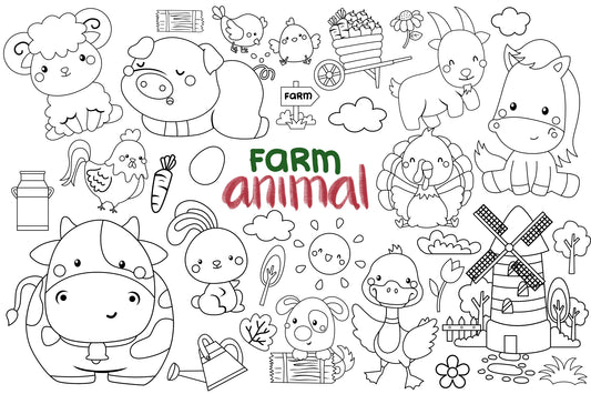 Farm Animals Clipart - Cute Animal Clip Art Coloring