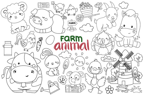 Farm Animals Clipart - Cute Animal Clip Art Coloring – inkleystudio