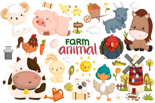 Farm Animals Clipart - Cute Animal Clip Art