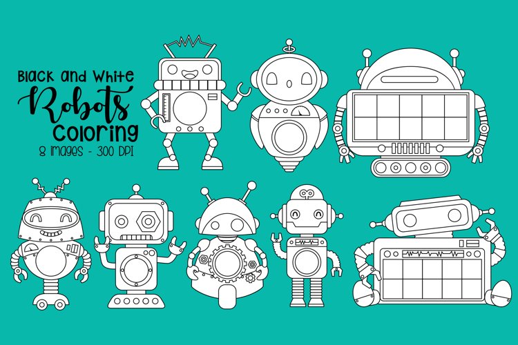 Black and White Coloring Robots