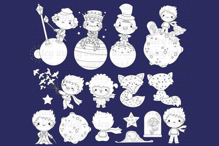 Black and White Coloring The Little Prince Clipart