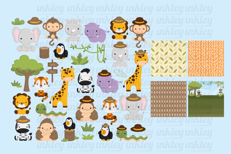 Doodle Safari Jungle Animals Clipart
