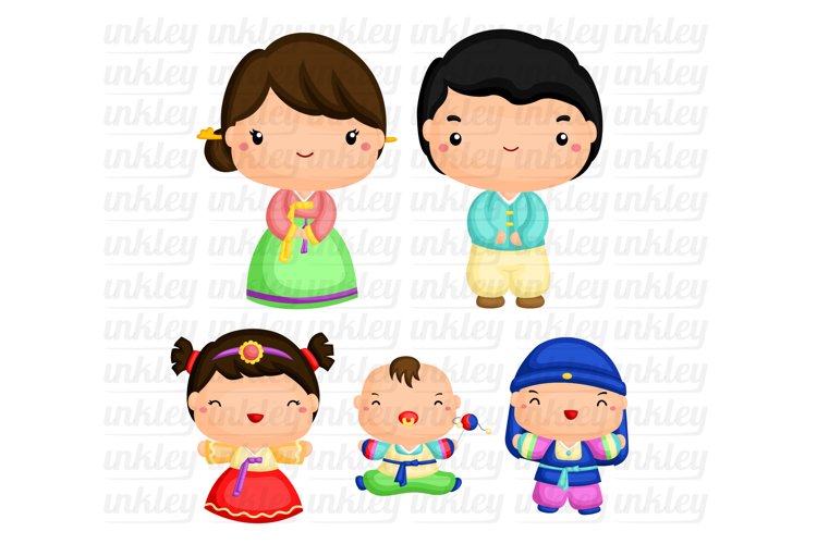 Korean Family Clipart - Cute Family Clip Art