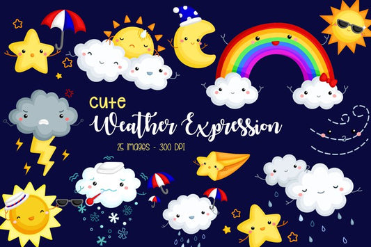 Weather Icon Clipart - Many Type of Weather Clip Art