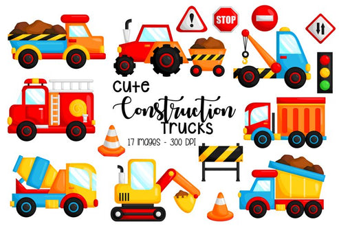 Truck and Cars Clipart - Many Transportation Clip Art – inkleystudio