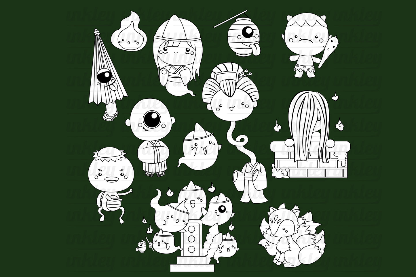 Japanese Ghost Clipart - Cute Monster Clip Art Coloring