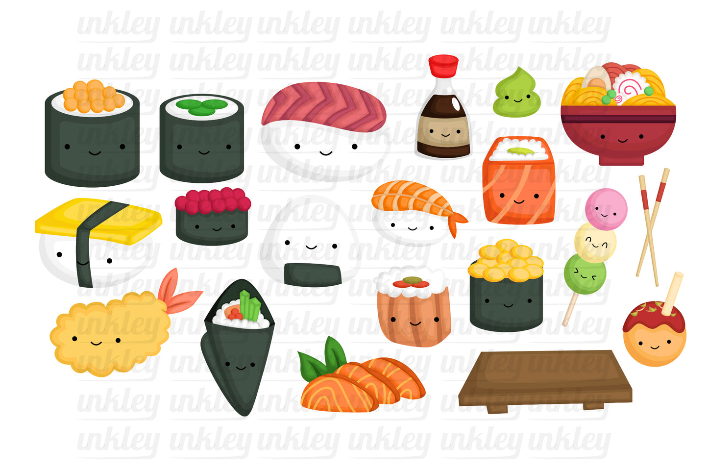 Japan Sushi and Snacks Clipart - Cute Food Clip Art