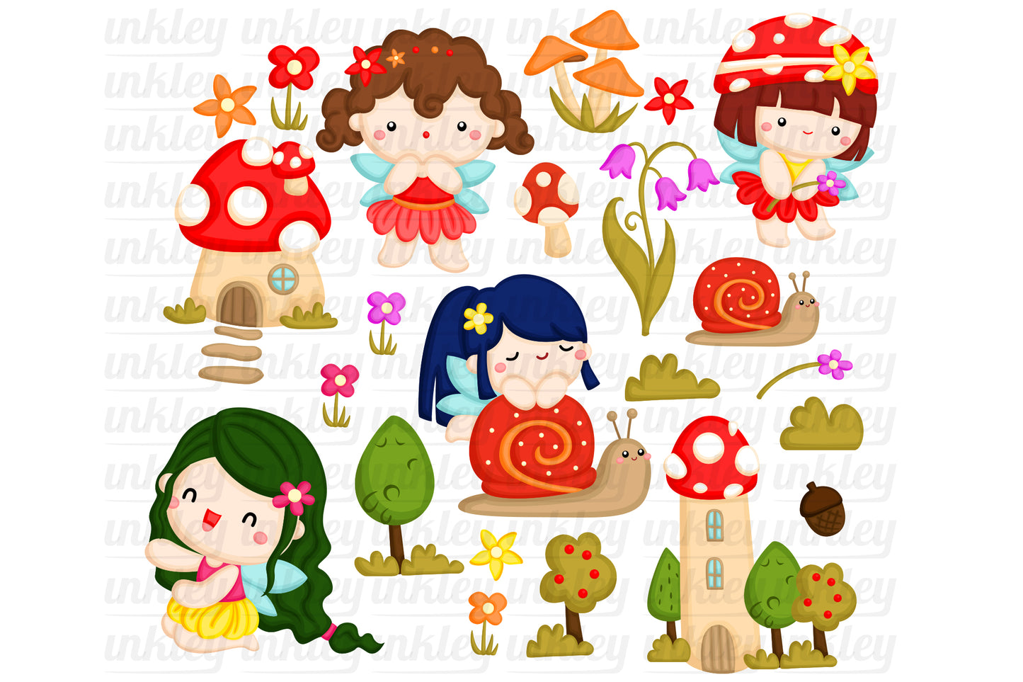 Mushroom Fairy Clipart - Cute Fairies Mushroom Clip Art
