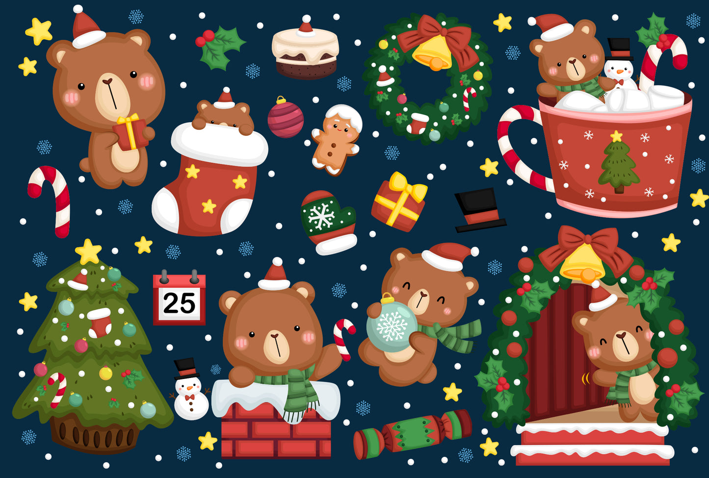 Christmas Bear Clipart - Cute Animal Bear Clip Art