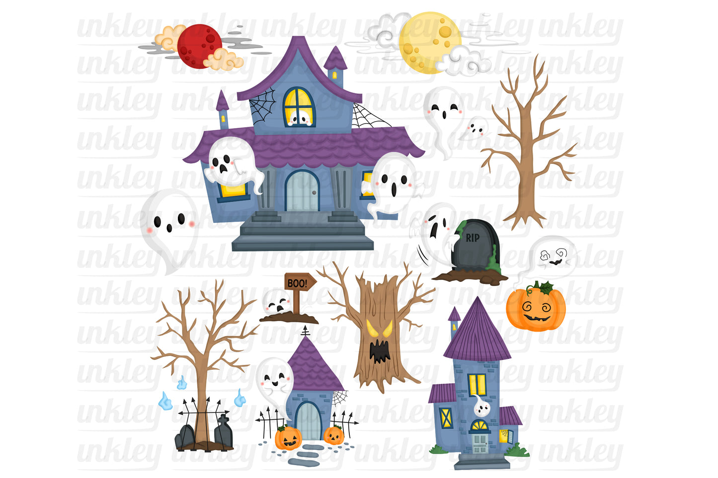 Haunted House Clipart - Cute Halloween Clip Art