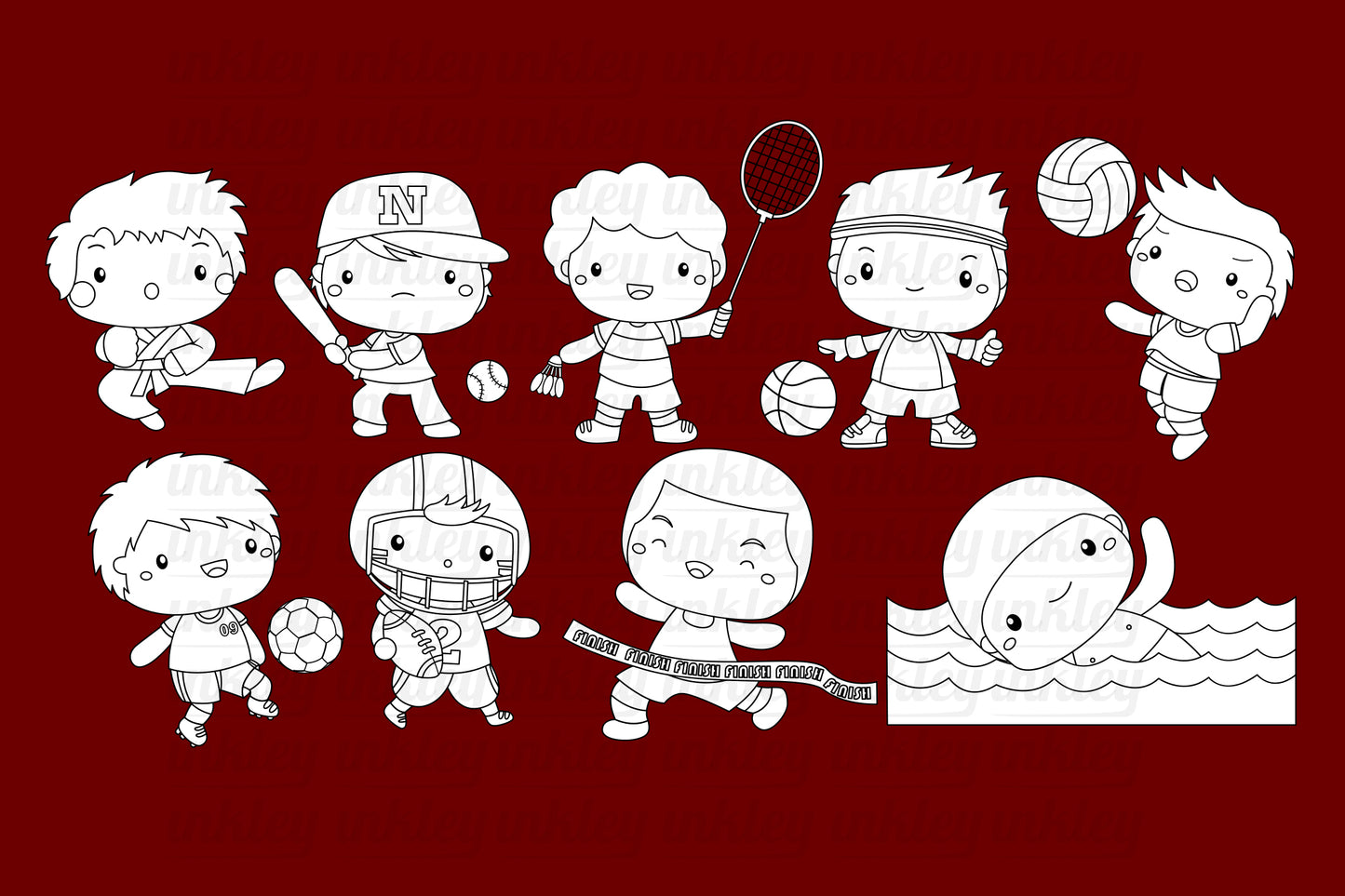 Sport and Boys Clipart - Cute Kids Clip Art Coloring