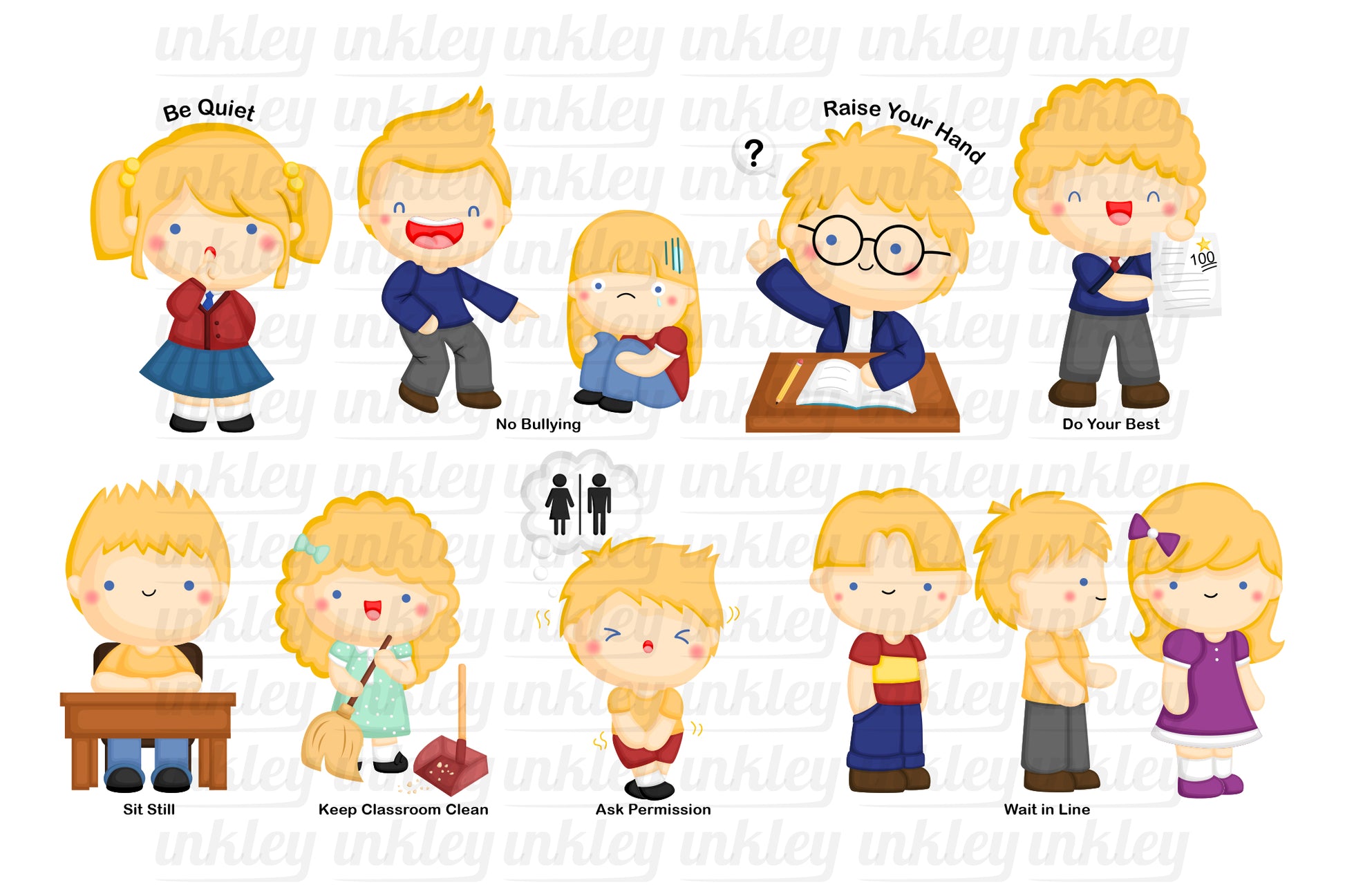 School Good Behavior Clipart - Etiquette Clip Art – inkleystudio