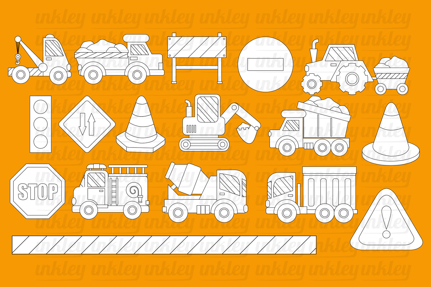 Truck and Cars Clipart - Transportation Coloring