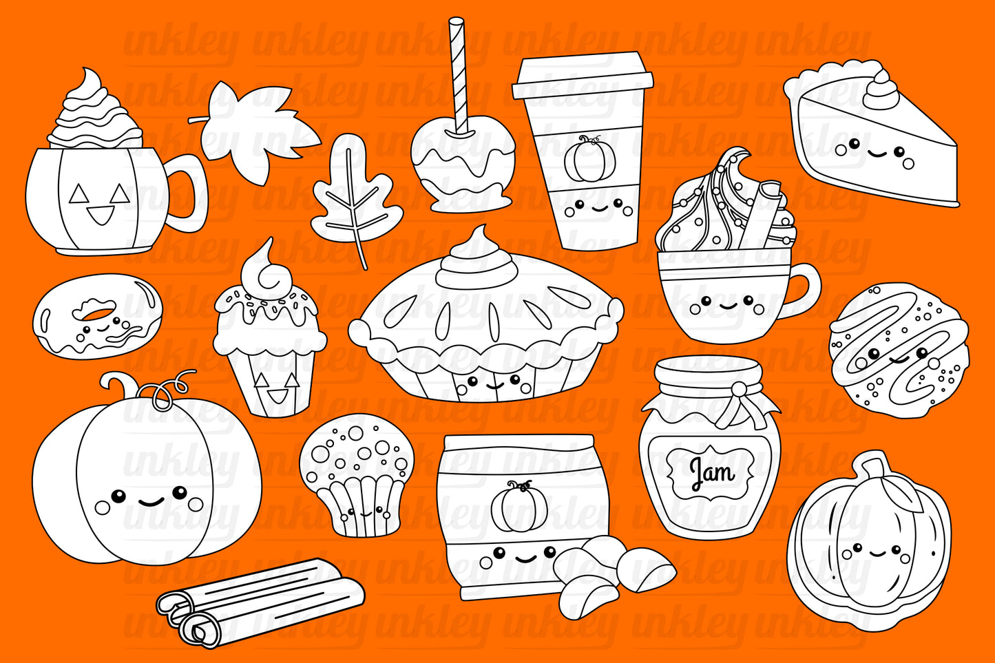 Pumpkin Flavoured Food Clipart - Cute Food Clip Art Coloring