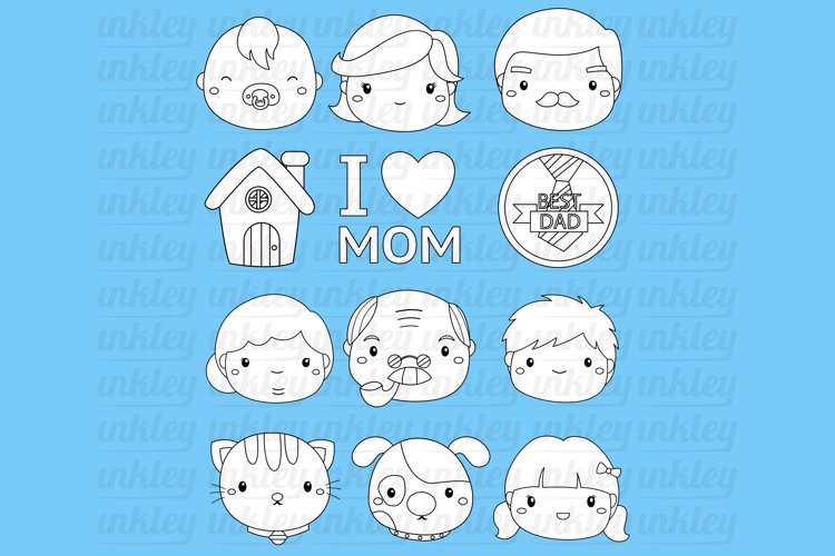 Black and White Coloring Family Icon