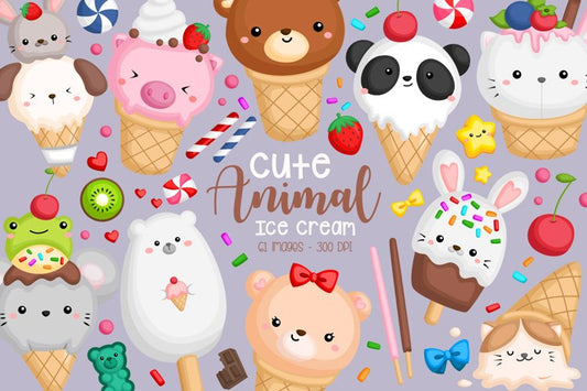 Ice Cream Animal Clipart - Sweet Food Clip Art