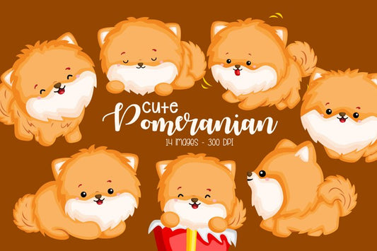 Cute Pomeranian Clipart - Dog Breed Clip Art