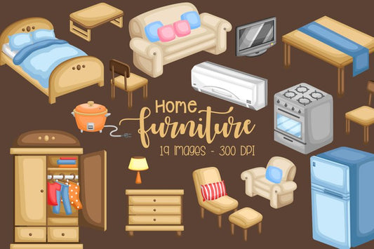 Furniture in House Clipart - Living Room Clip Art