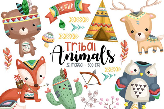 Tribal Animal Clipart - Cute Animal Clipart
