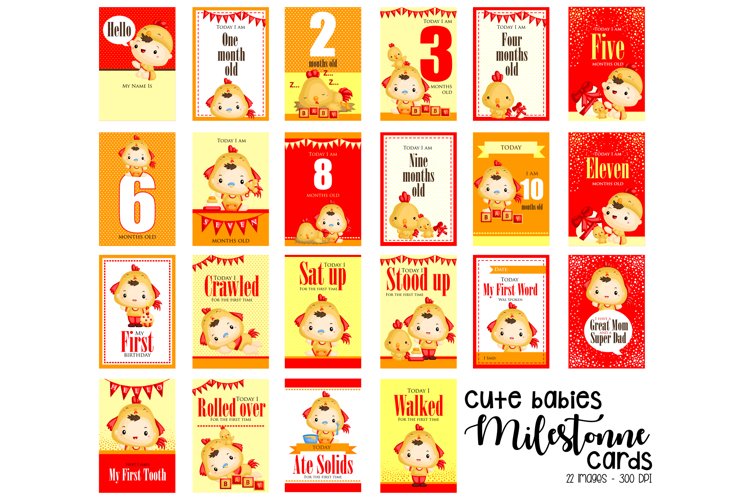 Baby Milestone Card Clipart - Cute Babies Clip Art