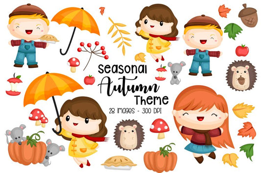 Autumn Season Clipart - Cute Kids Clip Art