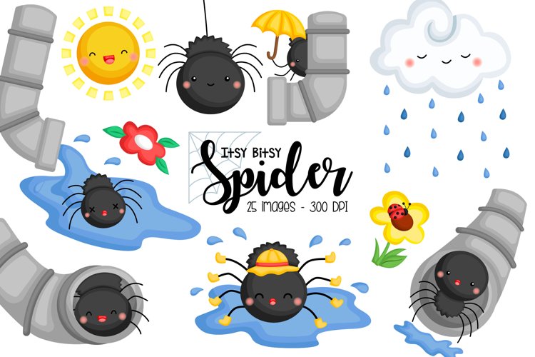 Itsy Bitsy Spider Clipart - Cute Story Clip Art