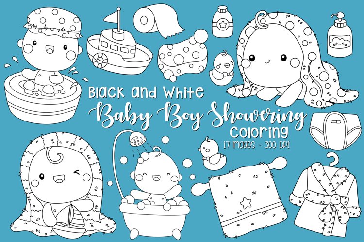 Black and White Coloring Baby Showering