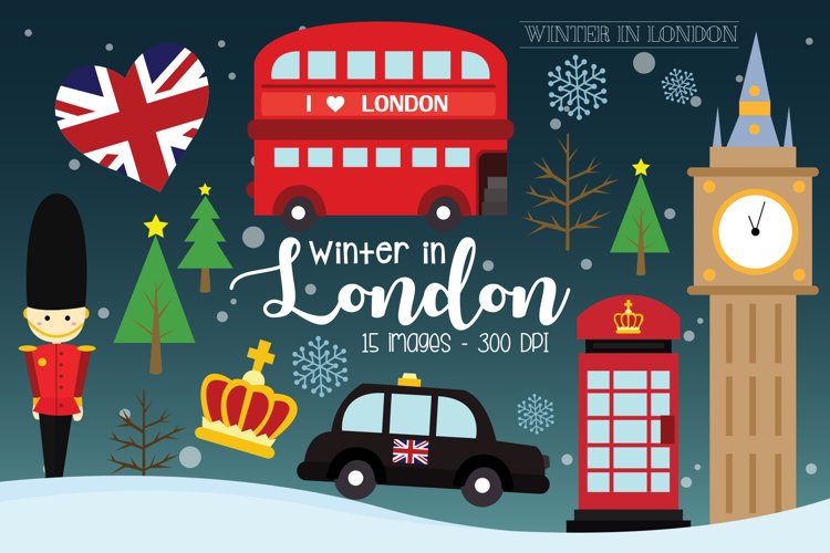 Winter in London Clipart - United Kingdom Clip Art