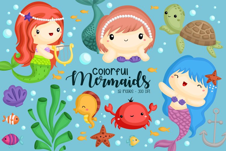 Mermaid Under The Sea Clipart - Fish and Underwater